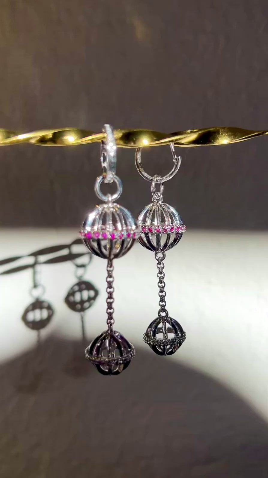 Ruby & Diamond Disco Ball Earrings
