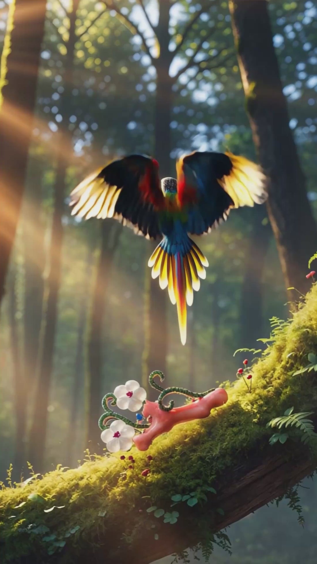 Phoenix Blossom — One-of-a-Kind Coral, Icy Jade & Sapphire Convertible Art Jewel