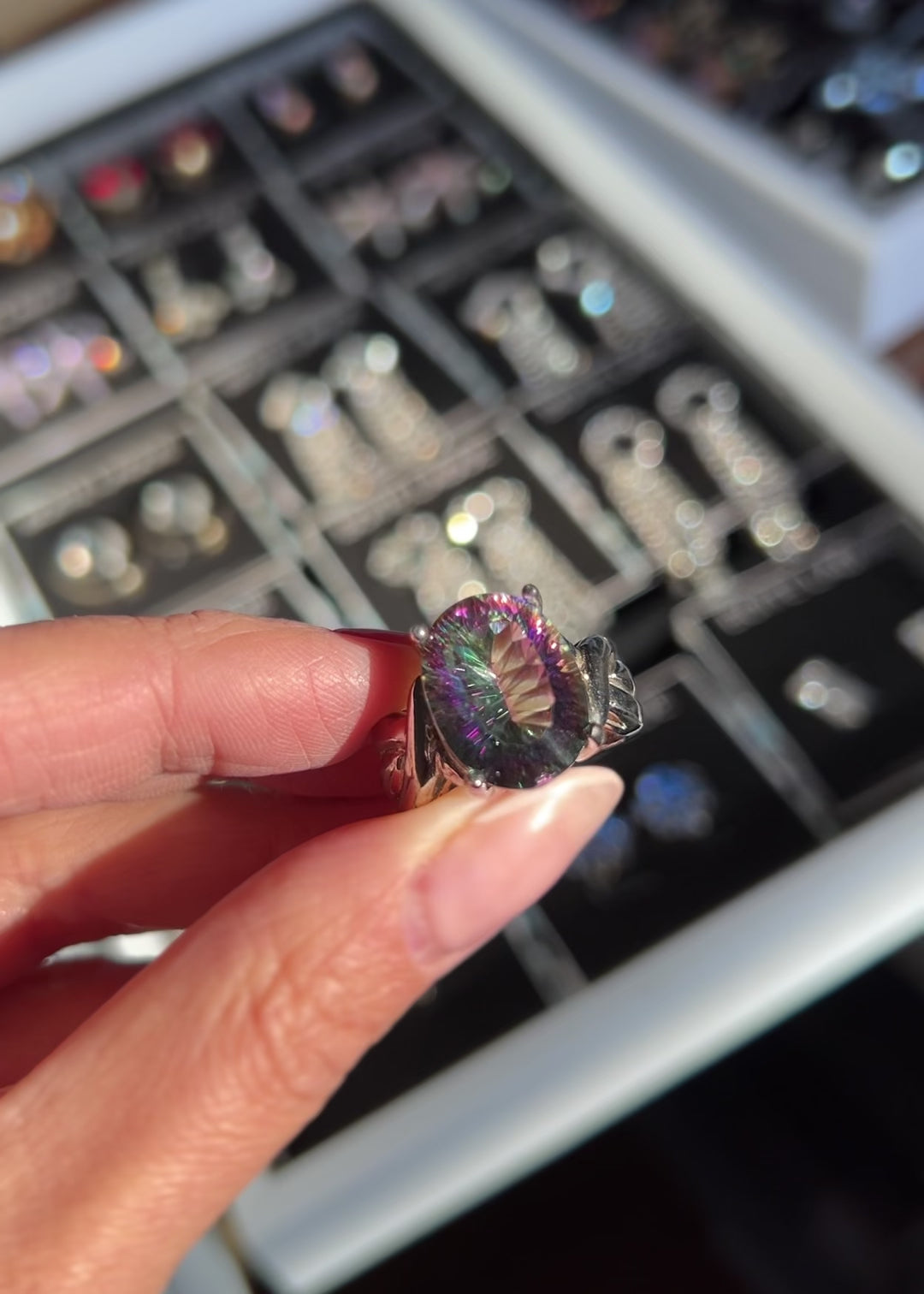 Mystic Rainbow Topaz Statement Ring
