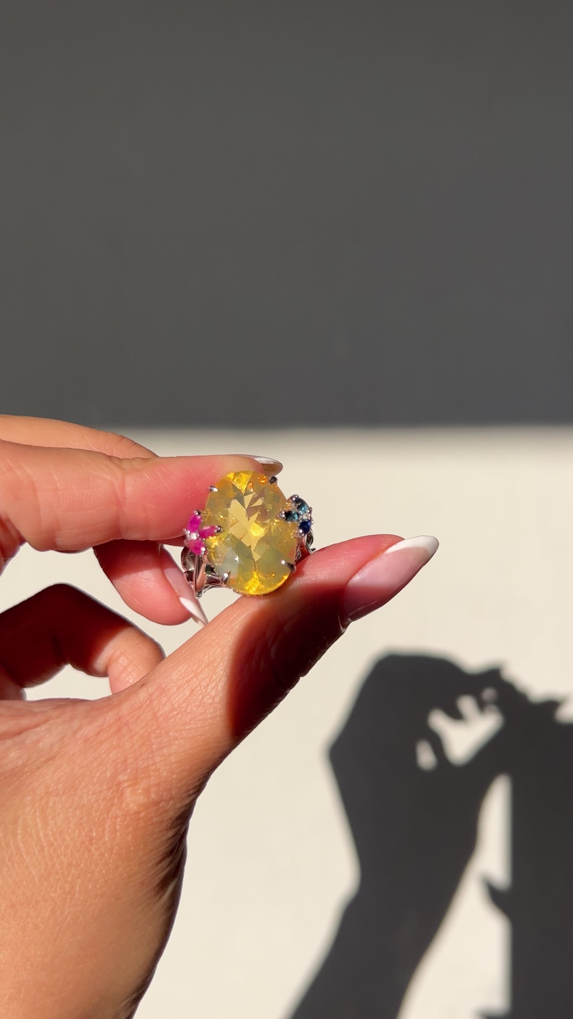 Dazzling Yellow Fire Opal Cocktail Ring