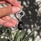 Olive Black Star Diopside Cabochon & Moonstone Calabash Pendant Necklace