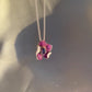 18k White Gold Ruby Sapphire & Diamond Flower Pendant Necklace