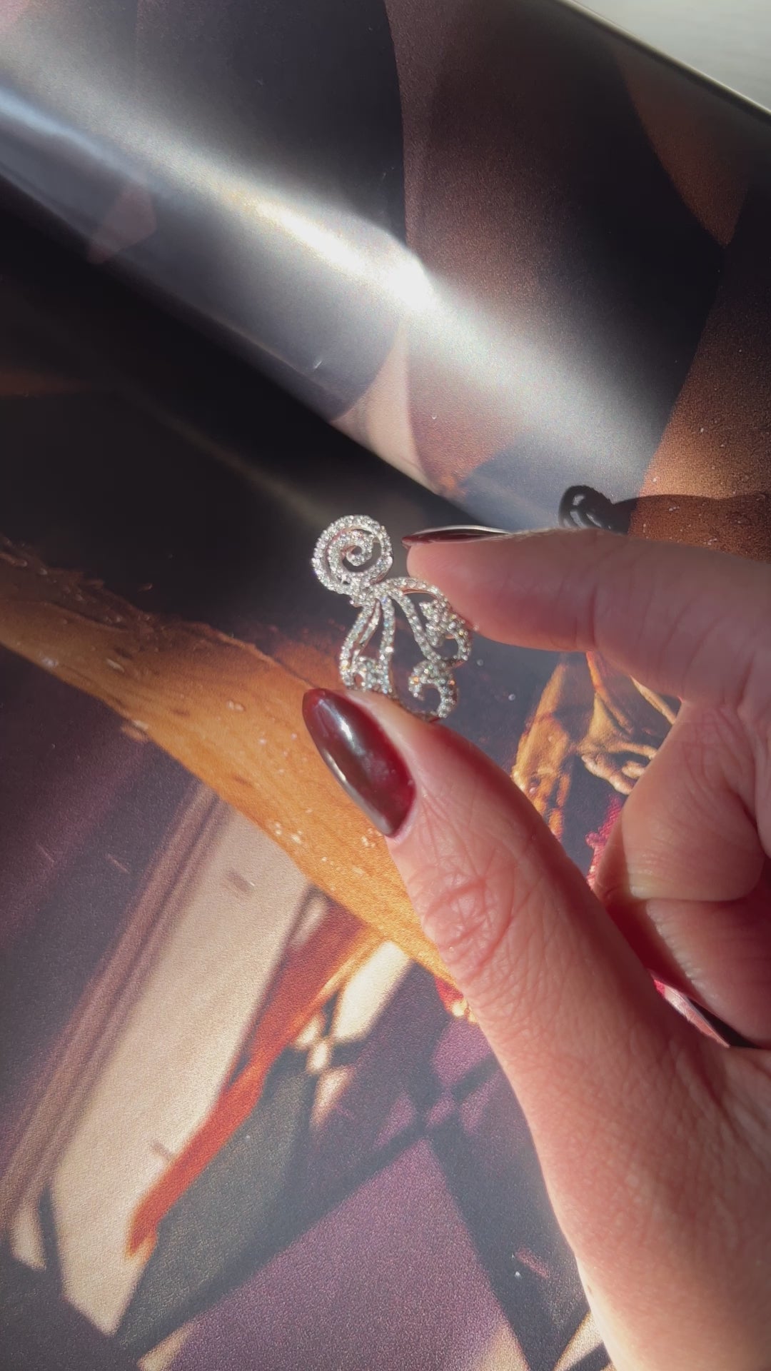 Art Nouveau 18k White Gold Natural Petite Diamonds Pendant