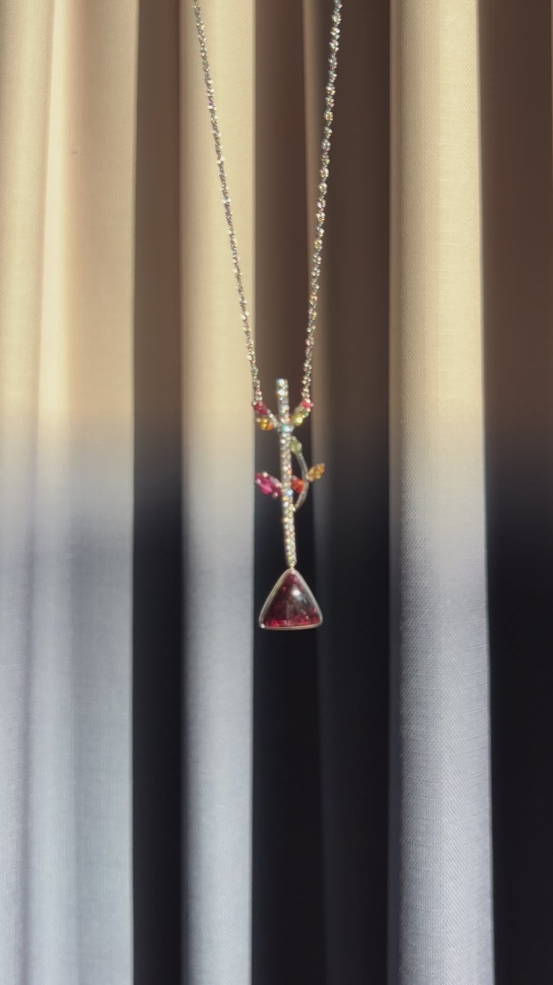 Natural Rubellite Tourmaline Pendant Necklace