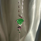 Jadeite Jade & Ruby Fan Pendant Necklace