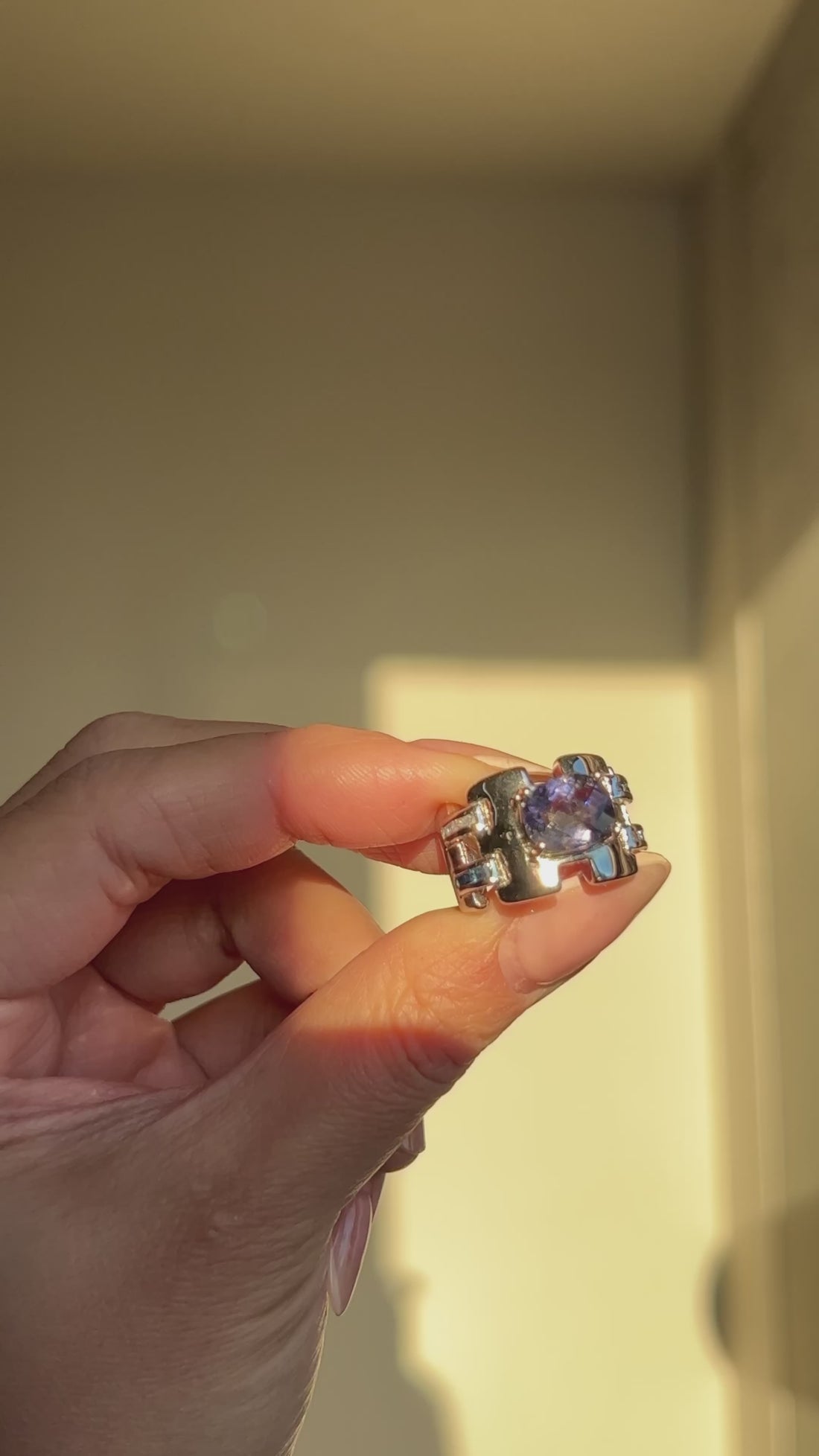 Eye Clean Cushion Iolite Statement Ring