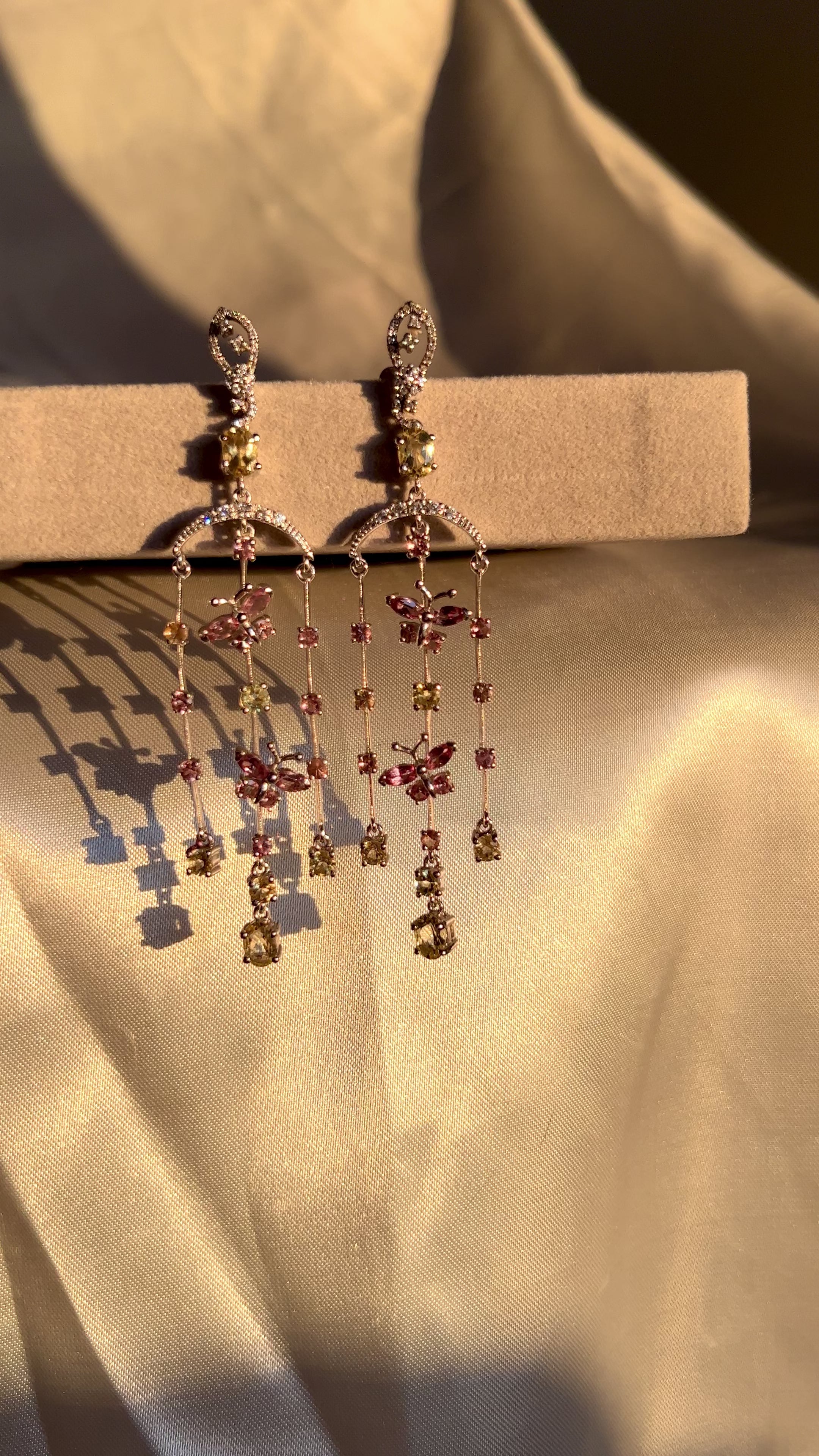 Color Change Garnet & Golden Beryl Chandelier Earrings