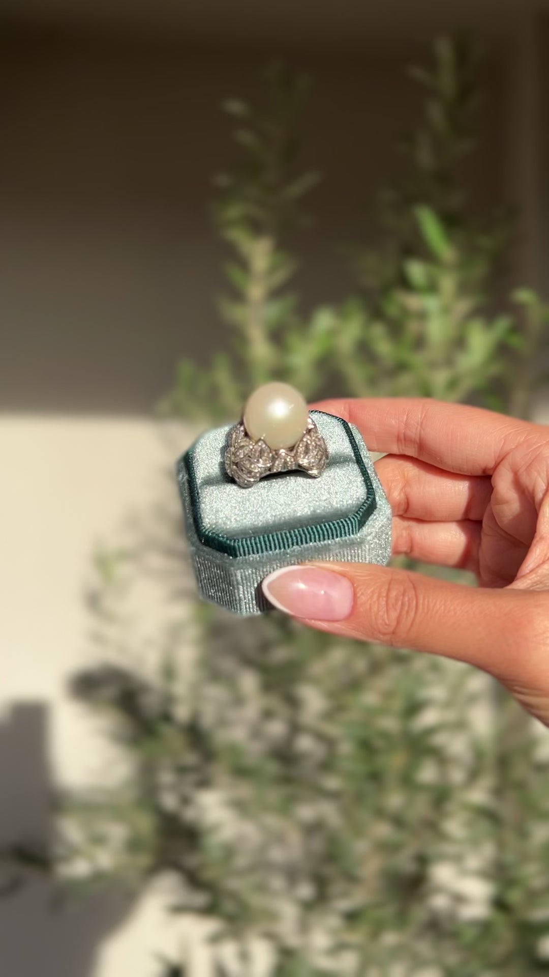 Australian South Sea Pearl and Diamond 18K White Gold Ring