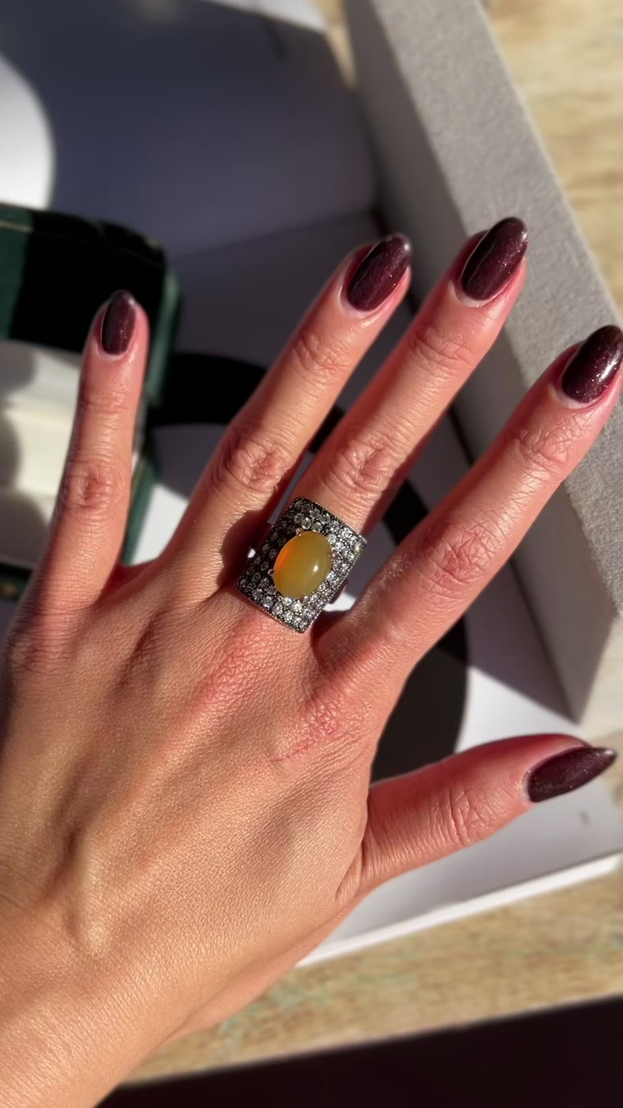 8 Carat Fire Opal Shield Cocktail Ring