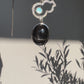 Olive Black Star Diopside Cabochon & Moonstone Calabash Pendant Necklace