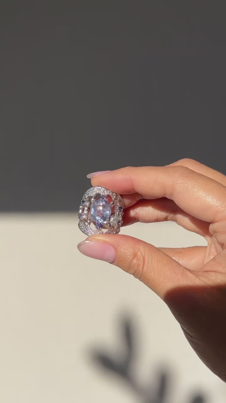 Blue Fluorite & Iolite Tiara Ring