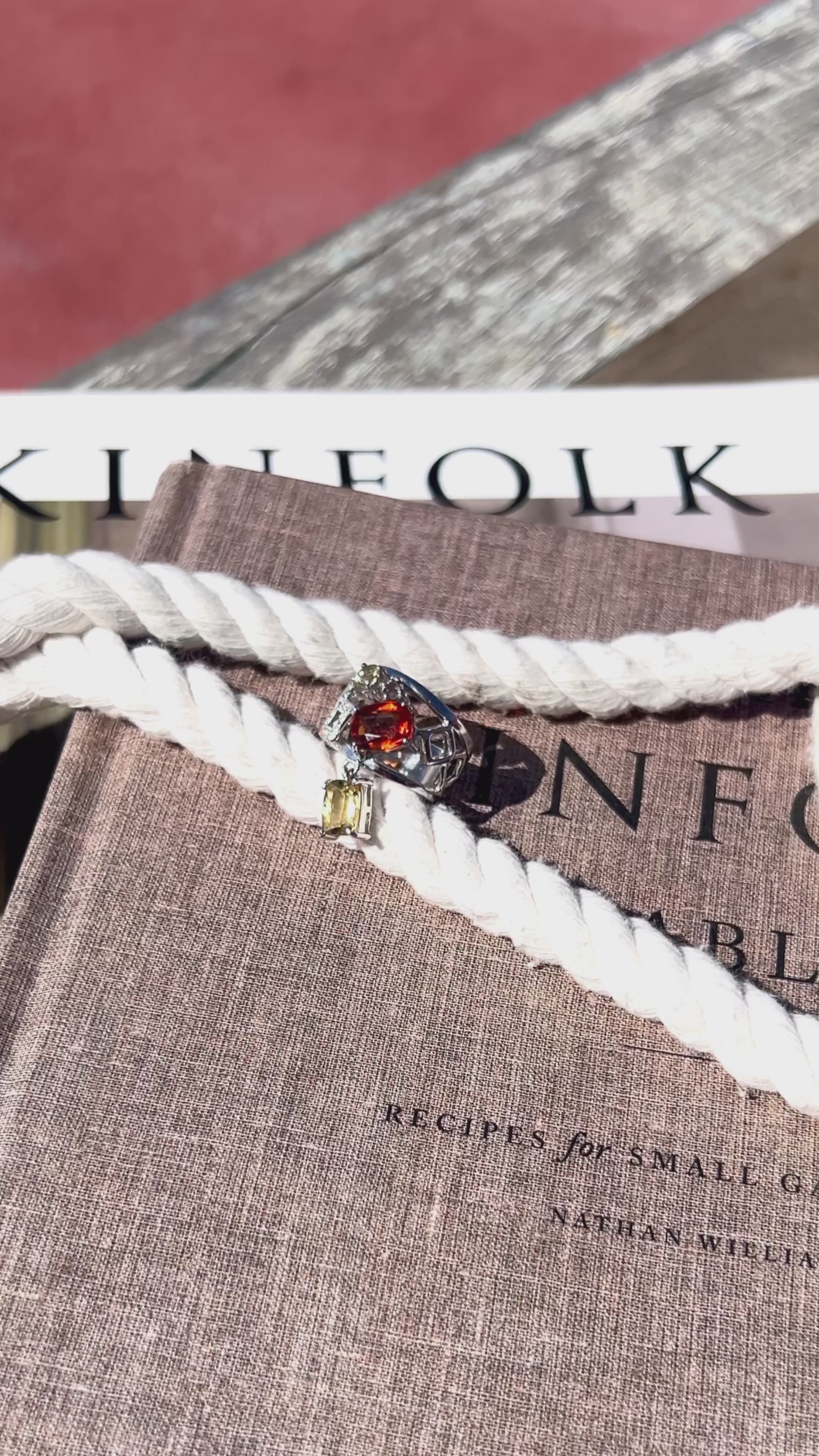 Mandarin Garnet Ring with Golden Beryl & Color Change Garnet