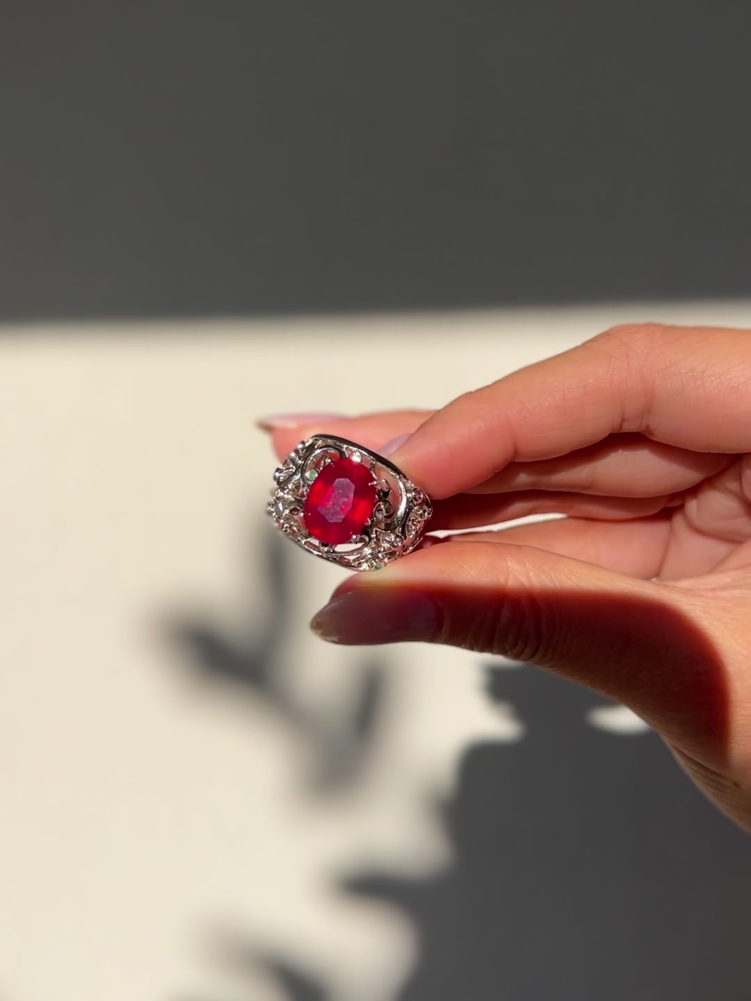 Art Nouveau Pigeon’s Blood Natural Ruby Cocktail Ring