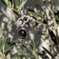 Olive Black Star Diopside Cabochon & Moonstone Calabash Pendant Necklace