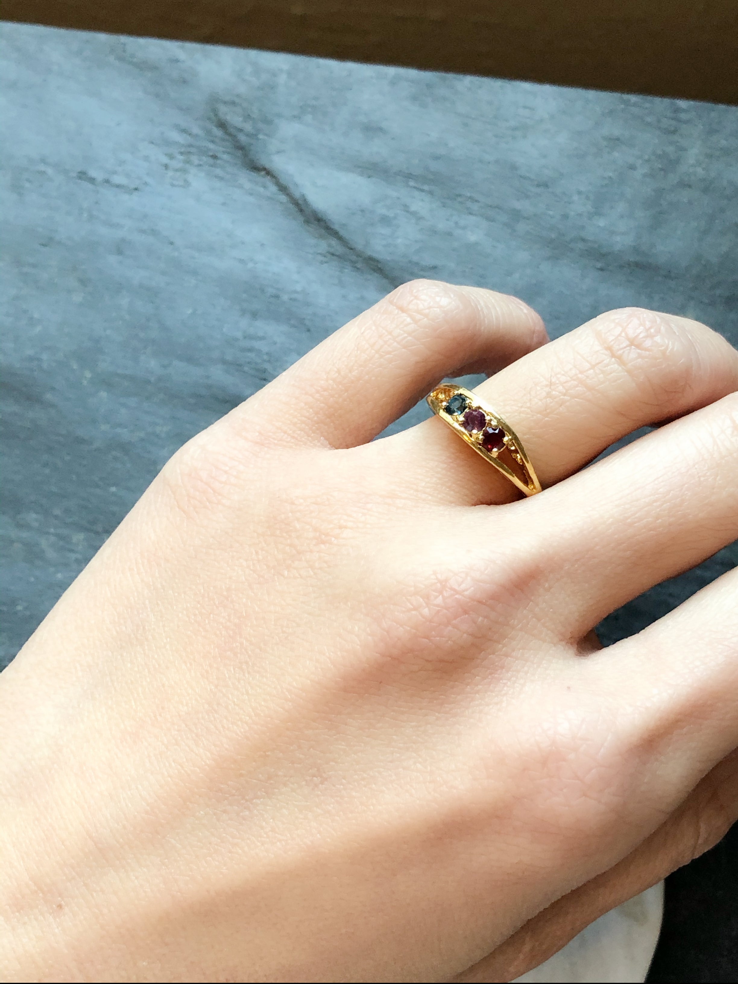 I Love You Multicolor Gemstone Gold Solitaire Ring