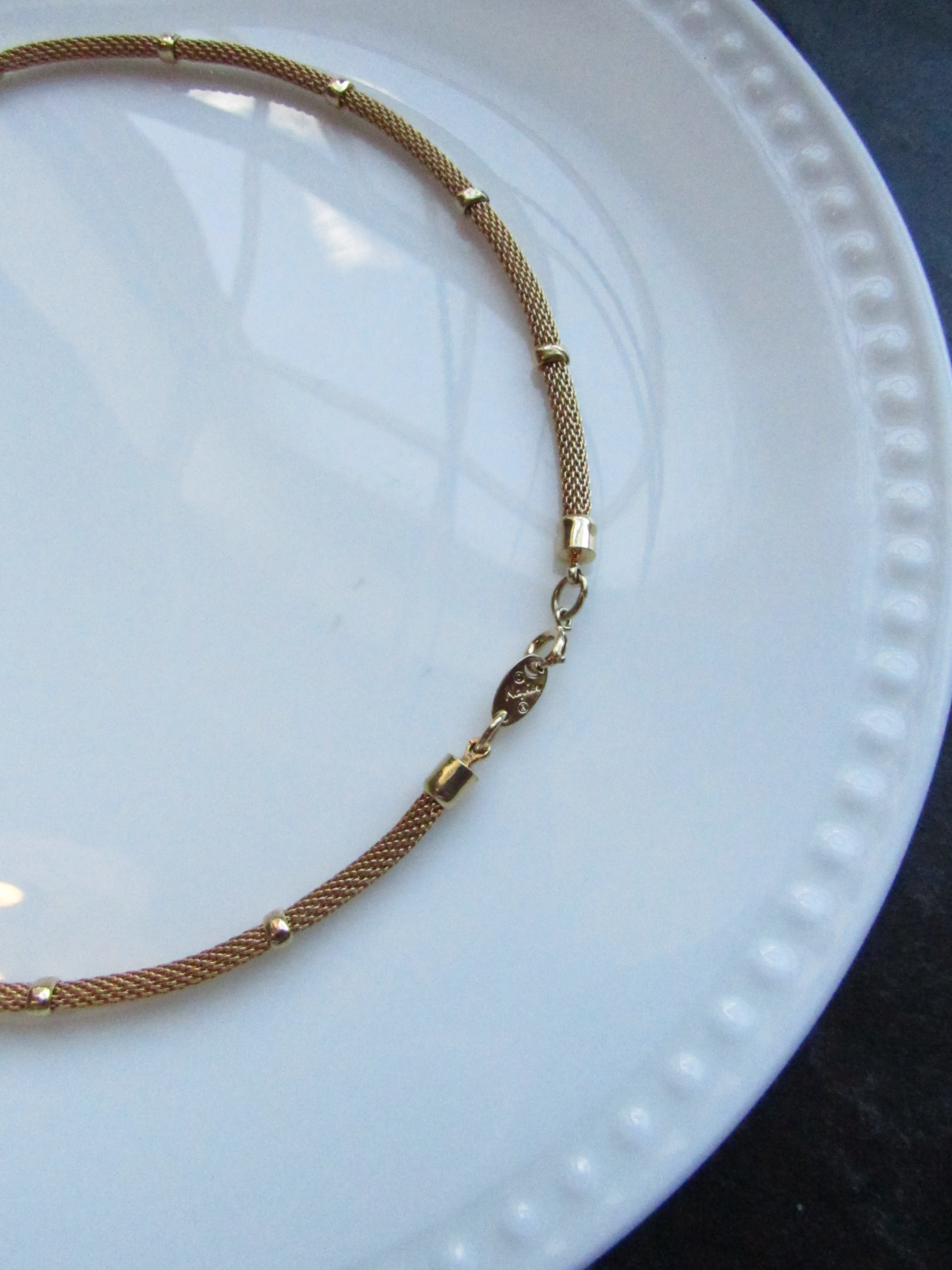 Napier Dainty Thick Cable Chain With Bead Gold Necklace