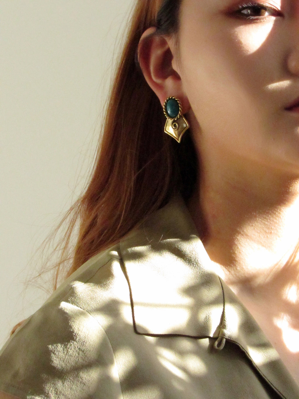 Vintage Statement Earrings with Blur Gem