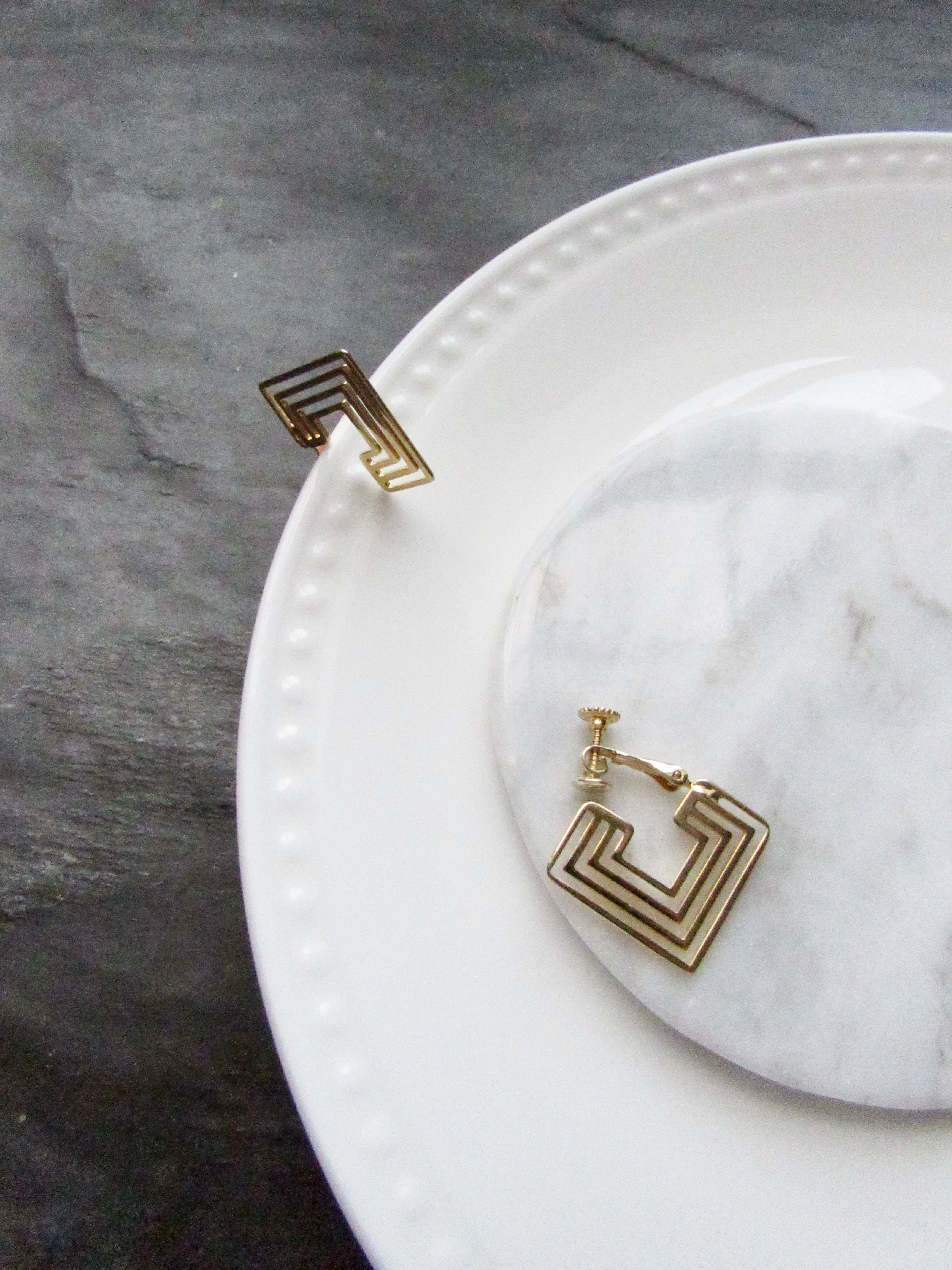 Dainty Square Frame Gold Clip On Earrings