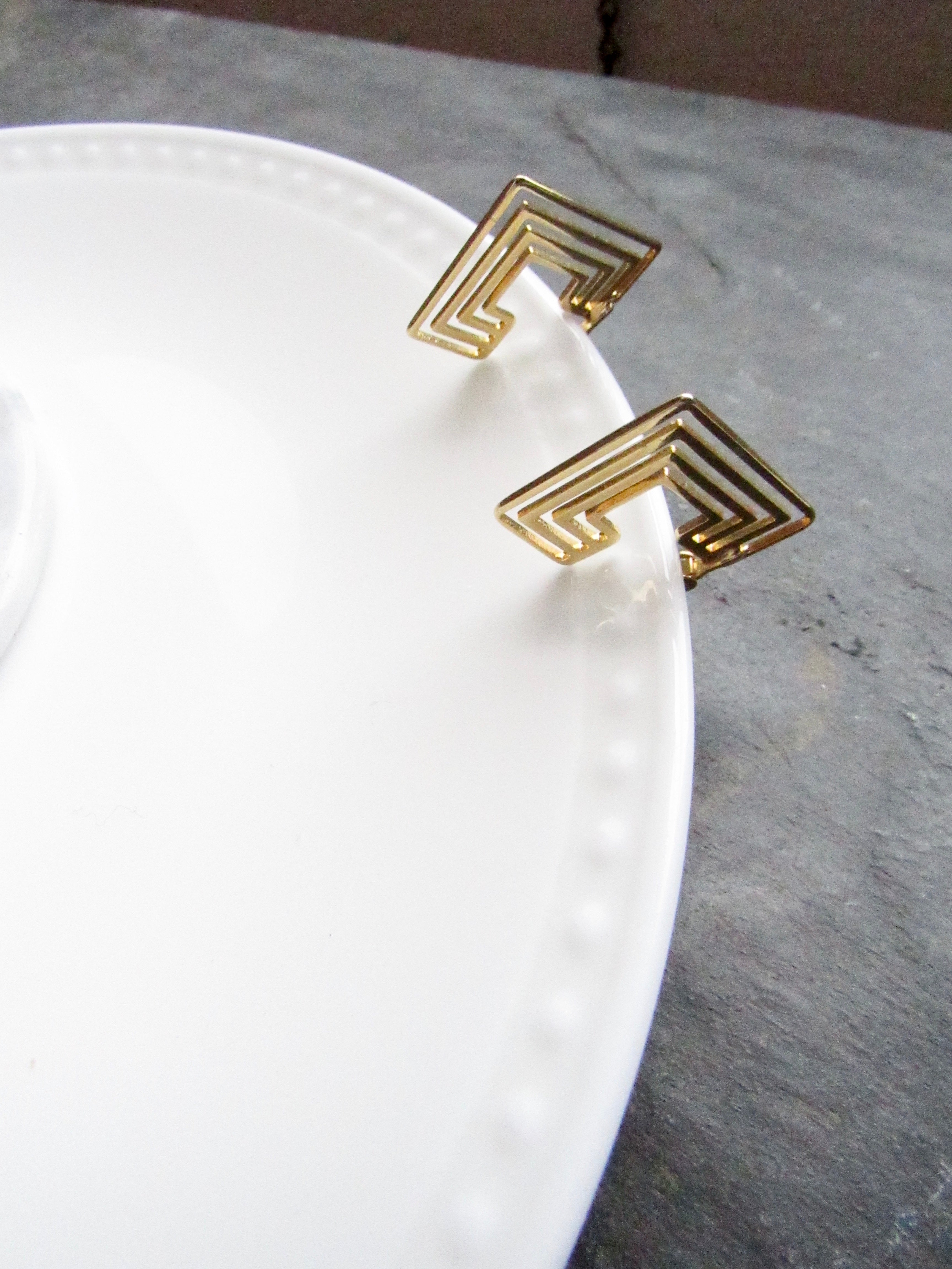 Dainty Square Frame Gold Clip On Earrings