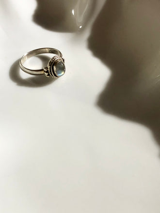 Victorian Oval Rainbow Moonstone Silver Cocktail Ring