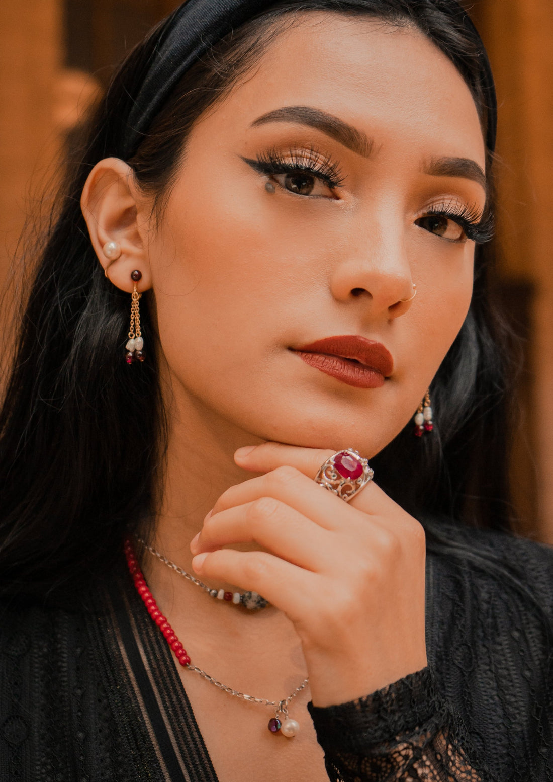 Art Nouveau Burmese Ruby Ring in White Gold