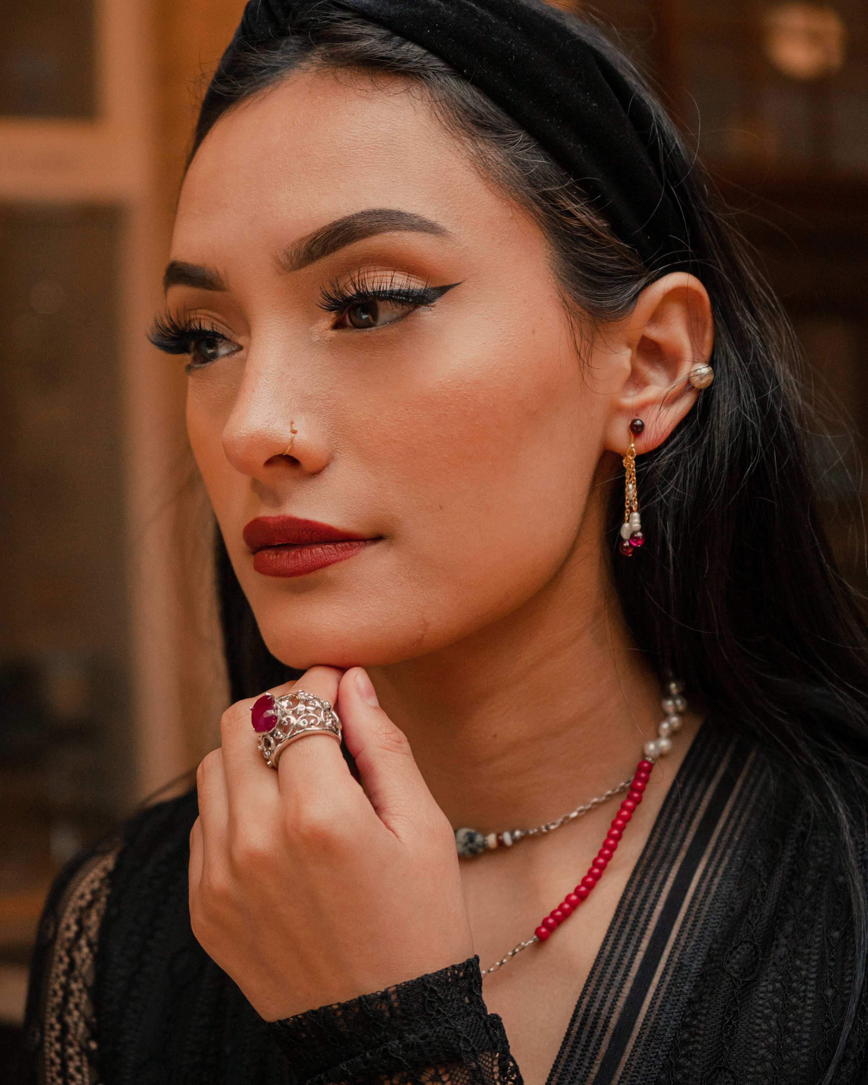 Art Nouveau Burmese Ruby Ring in White Gold