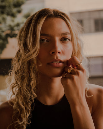 Gold Double Band Design Square Ring