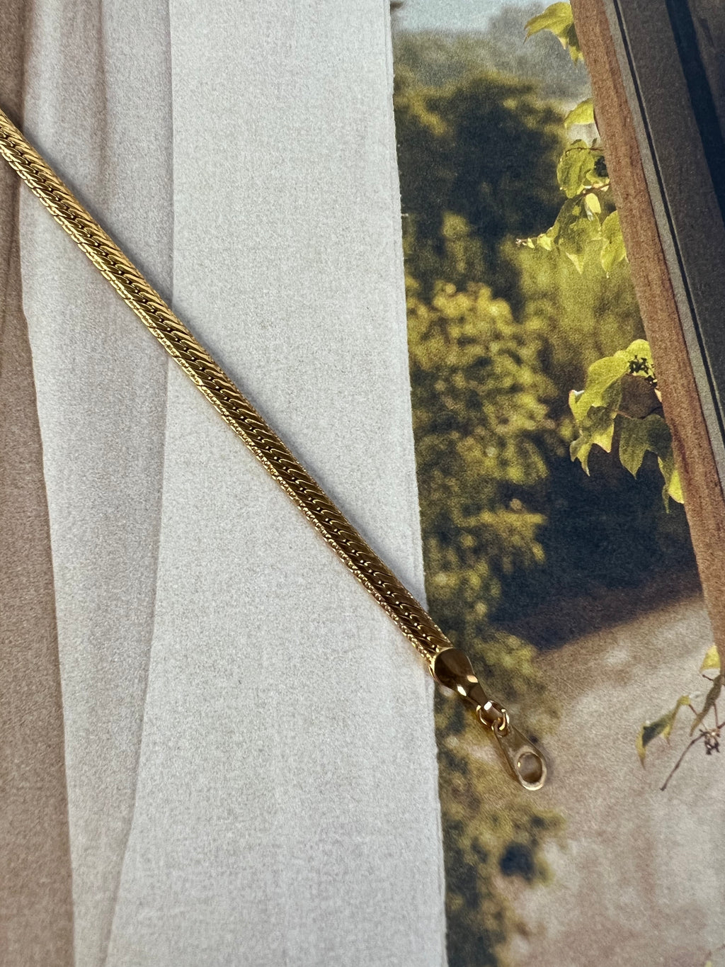Vintage 14k Gold Filled Herringbone Chain Bracelet