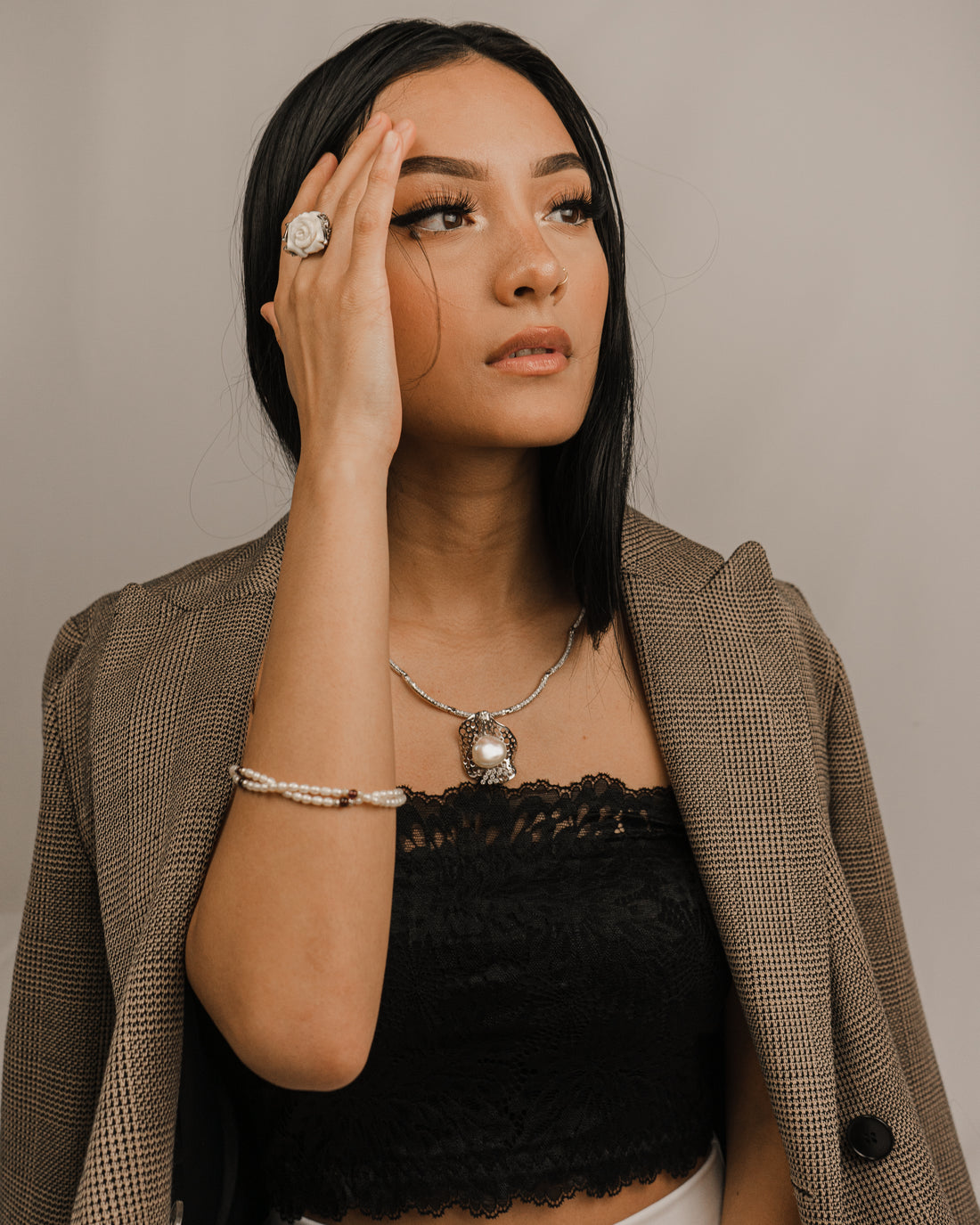 Natural Baroque Pearl 18K White Gold Pendant Necklace