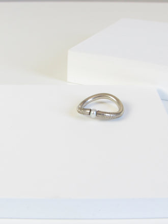 Dainty White Freshwater Pearl Bead Silver Ring