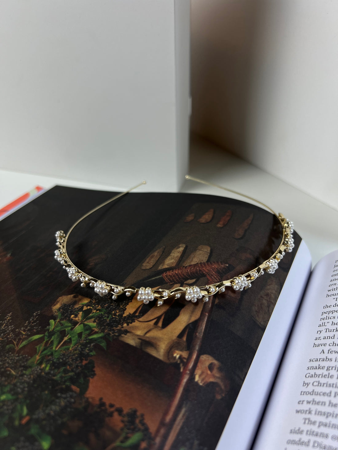 Floral Vine Pearl Gold Headband