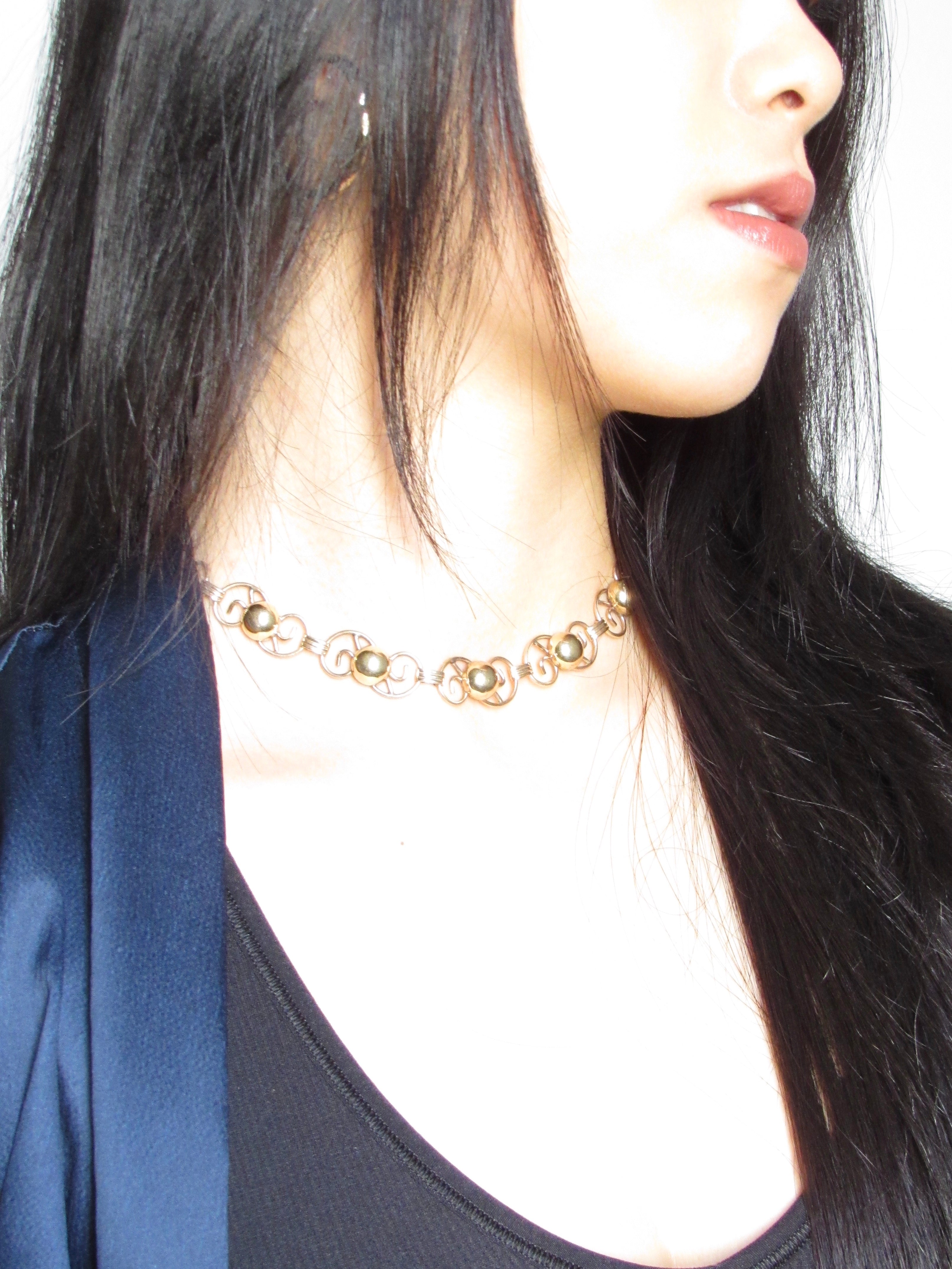Vintage Abstract Dome Gold Choker Necklace