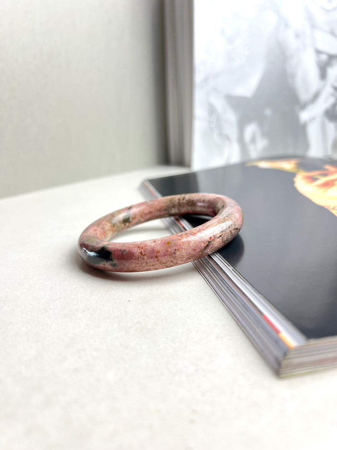 Multicolor Pink Natural Rhodonite Bangle