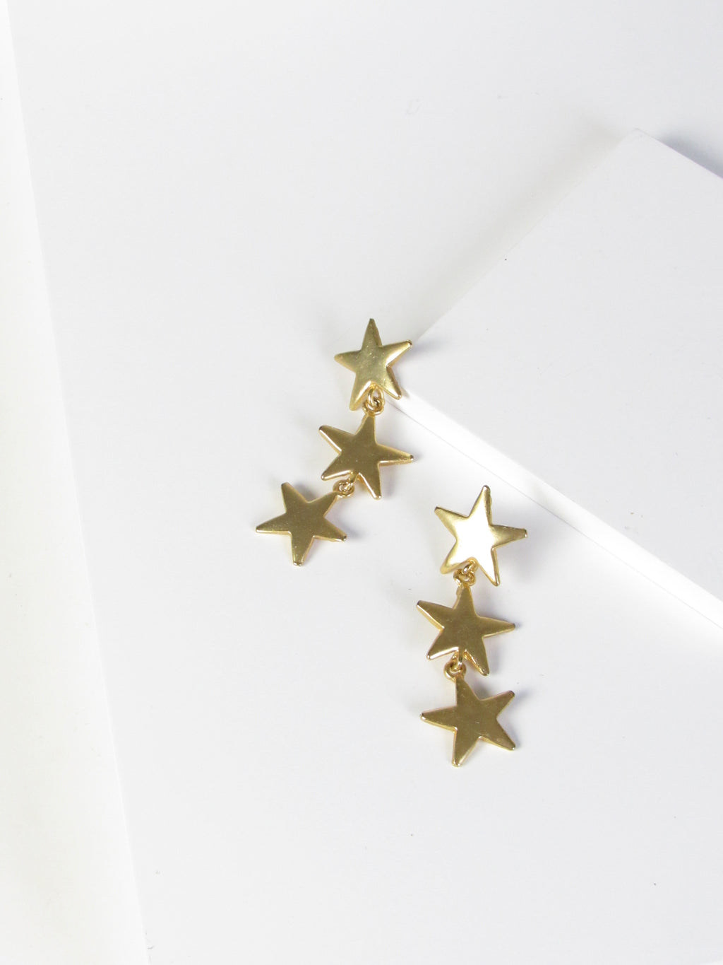 Three Stars Gold Dangle Earrings