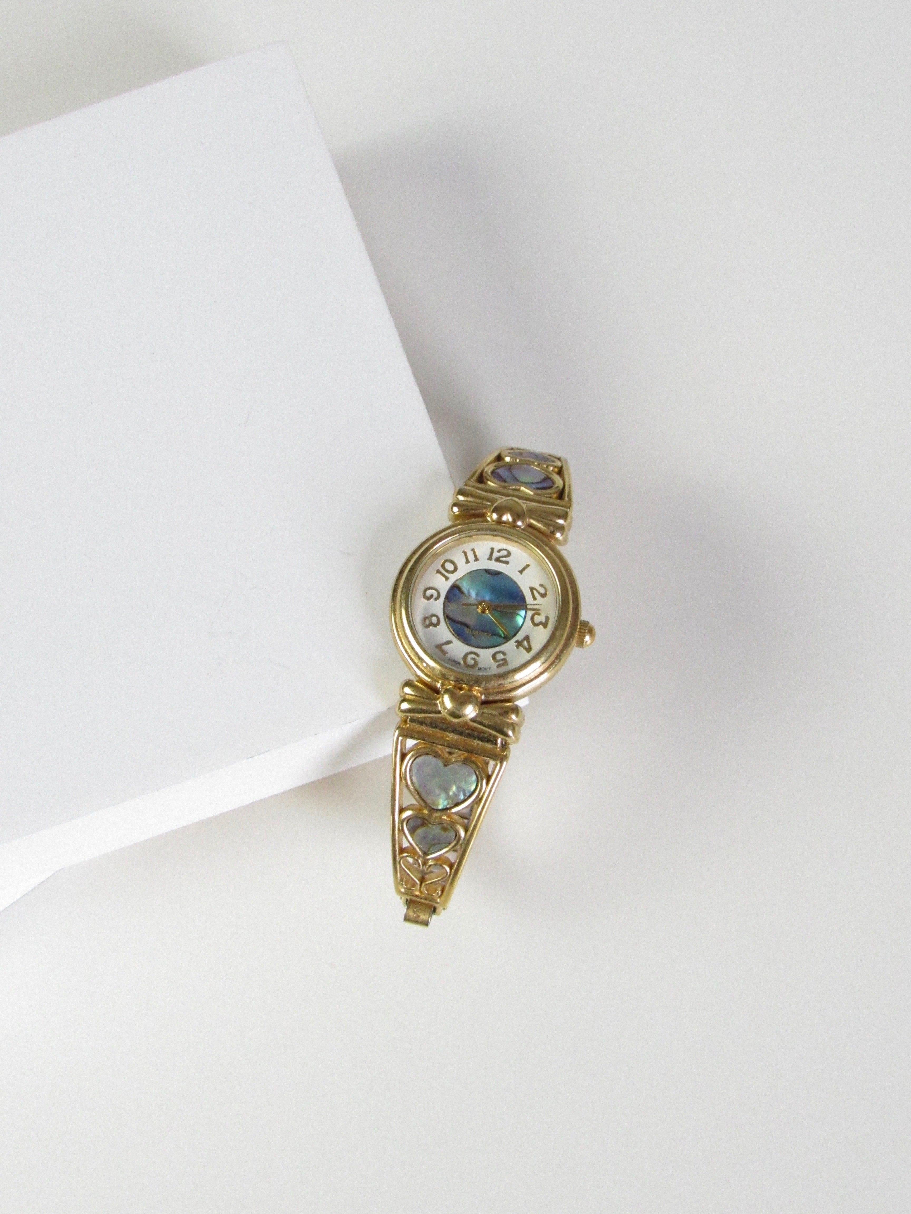 Heart Mother of Pearl Gold Tone Ladies Watch