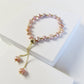 Rose Pink Genuine Baroque Pearl Beads Gold Bracelet