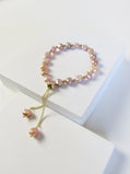 Rose Pink Genuine Baroque Pearl Beads Gold Bracelet