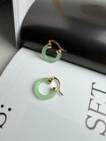 Light Green Jade Gold Hoop Earrings