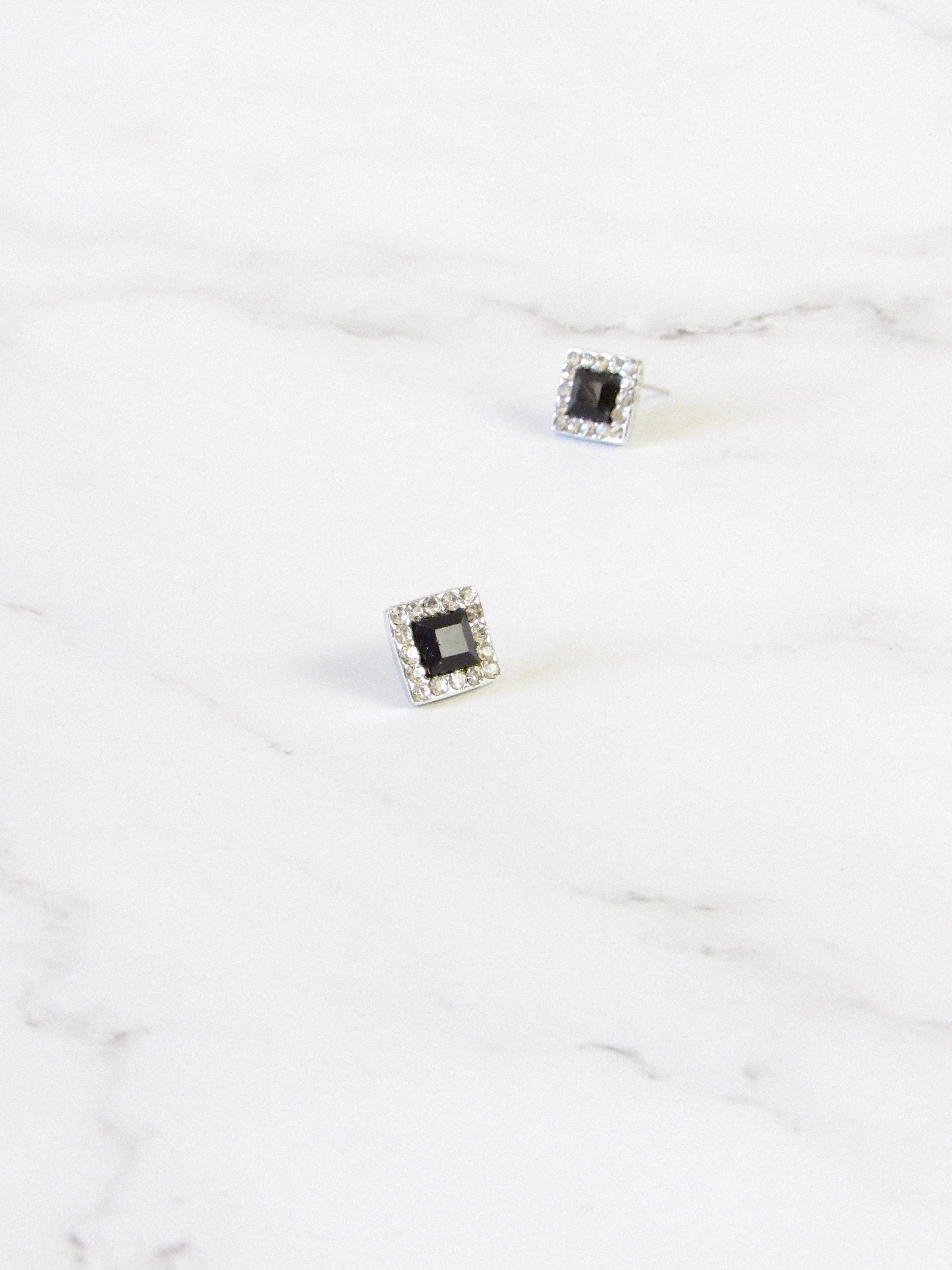 Black Cube Crystal Earrings
