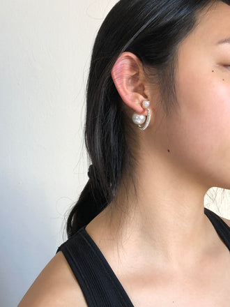 Pearl Crystal Half Hoop Single Earring