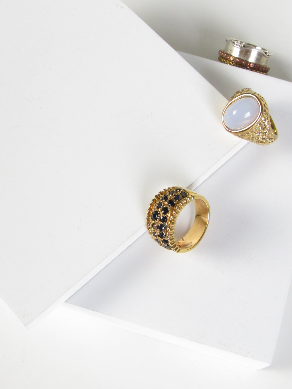 Vintage Blue Sapphires Gold Vermeil Statement Ring
