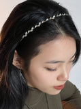 Leaf White Cat-eye Crystals Gold Headband