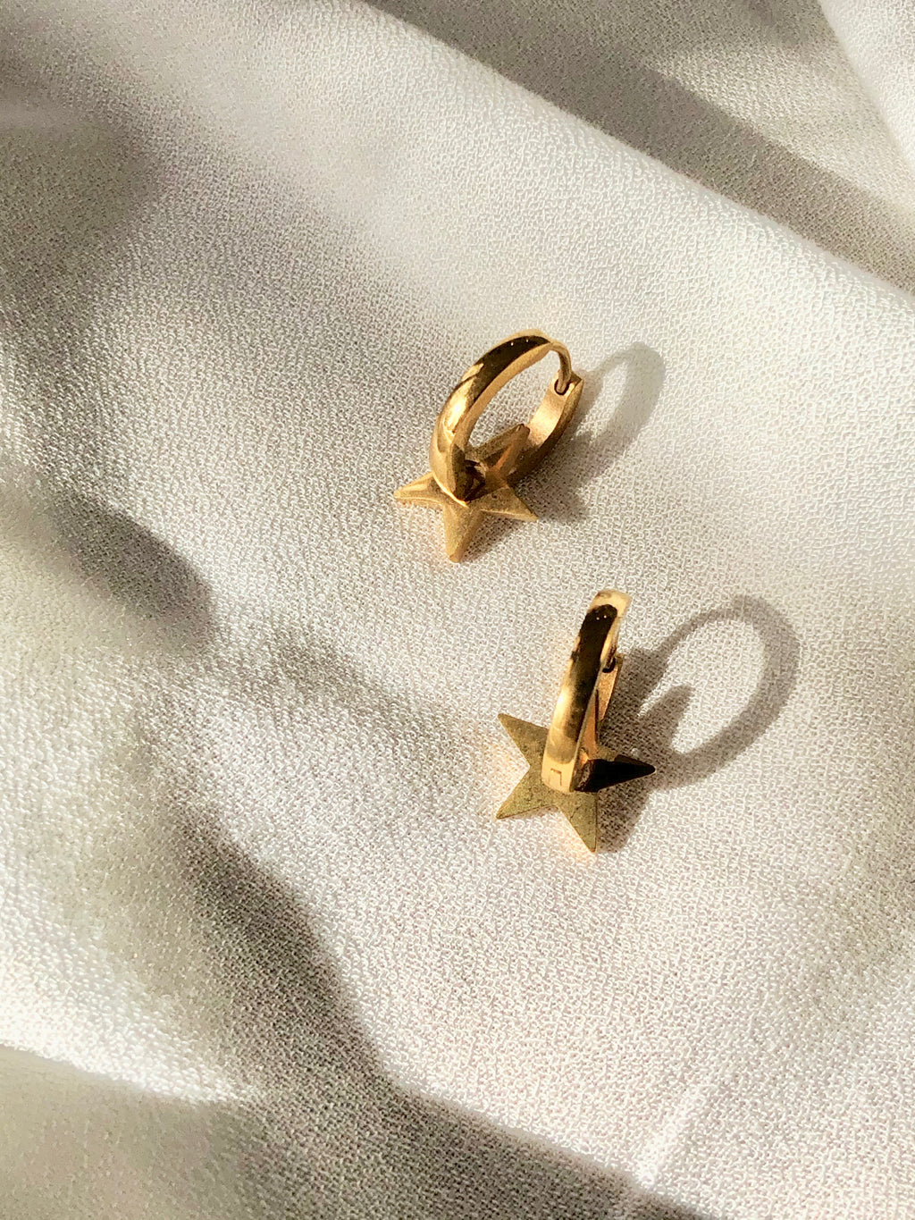 Star Charm Hoop Earrings in 14k Gold Plated