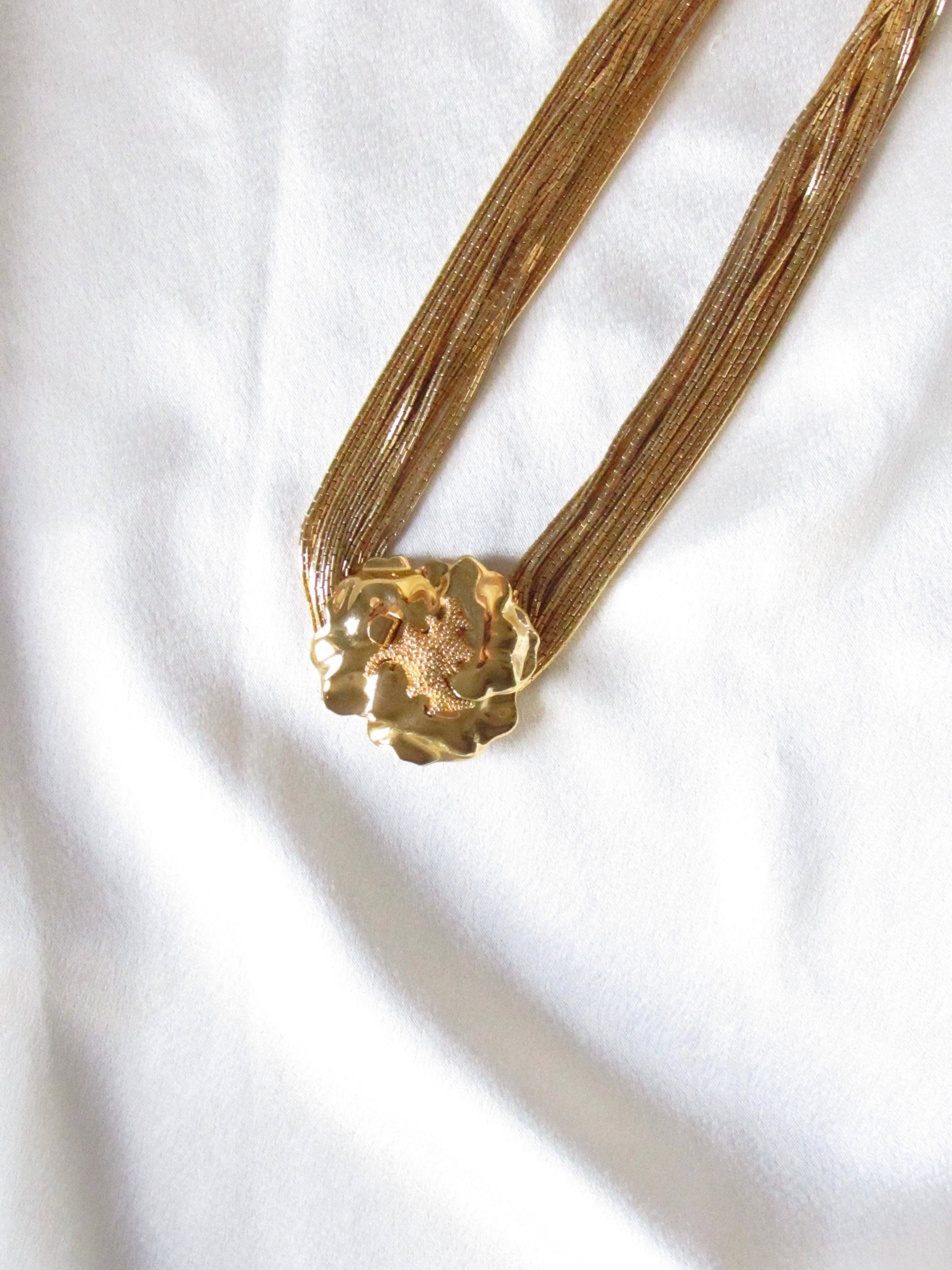 Monet Abstract Floral Gold Multi Chain Choker Necklace