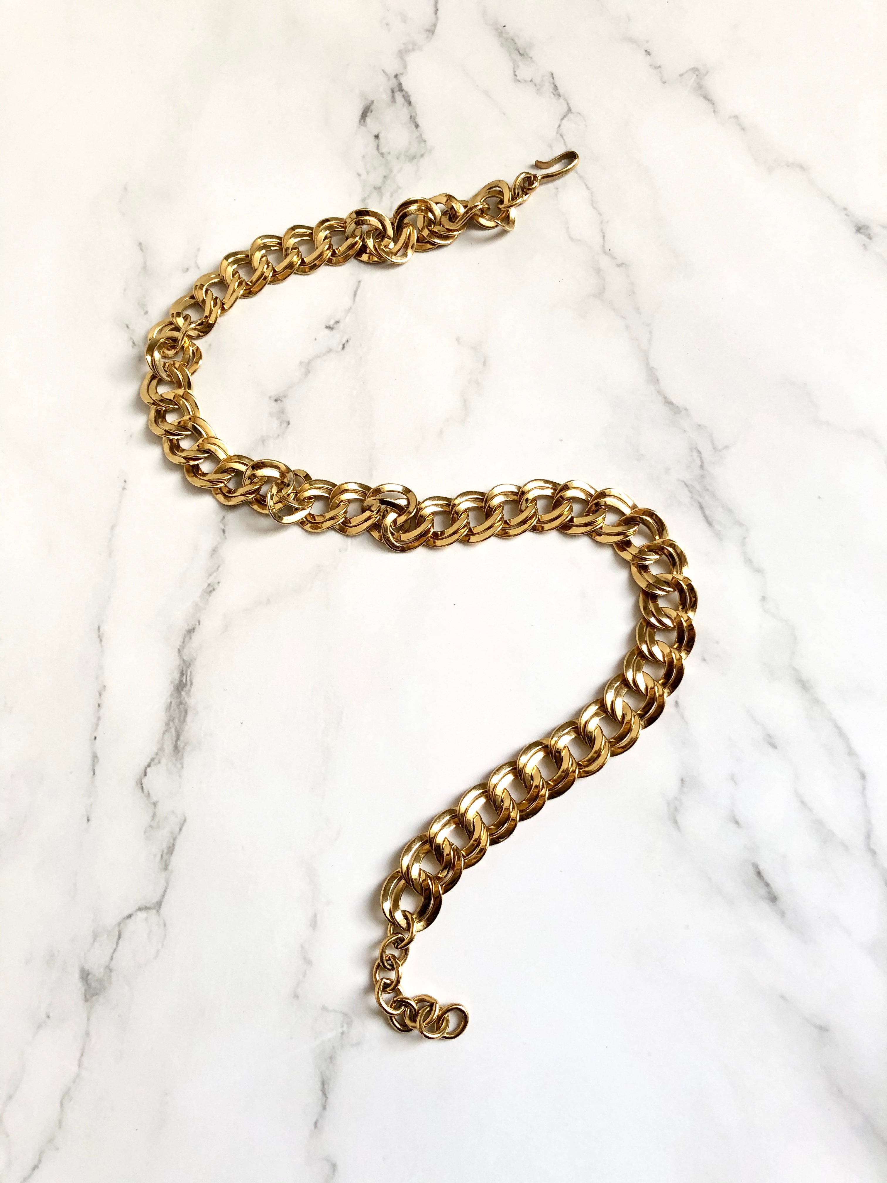 Monet Chunky Gold Double Curb Chain Necklace