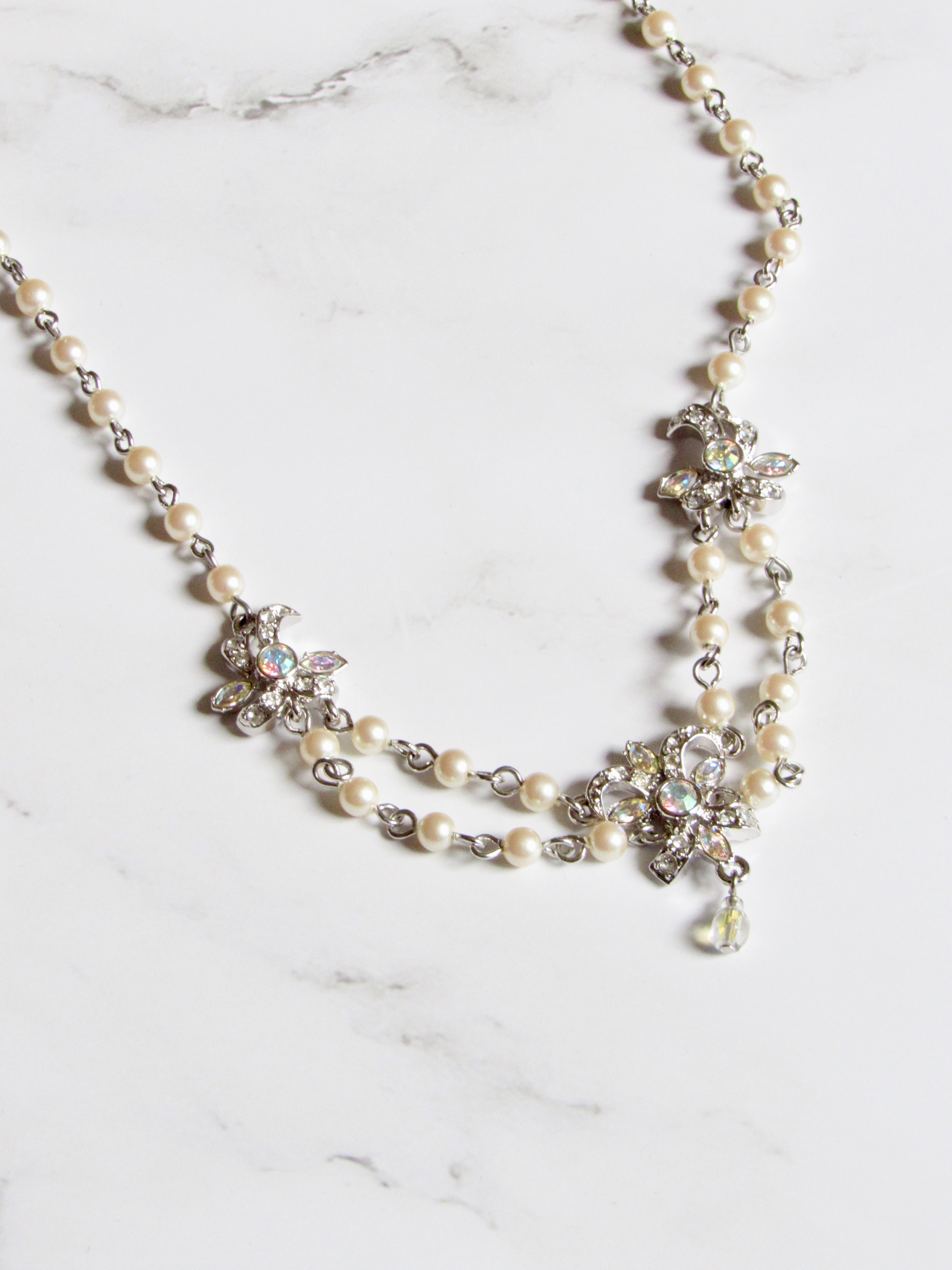 Victorian Pearl Silver Double Necklace