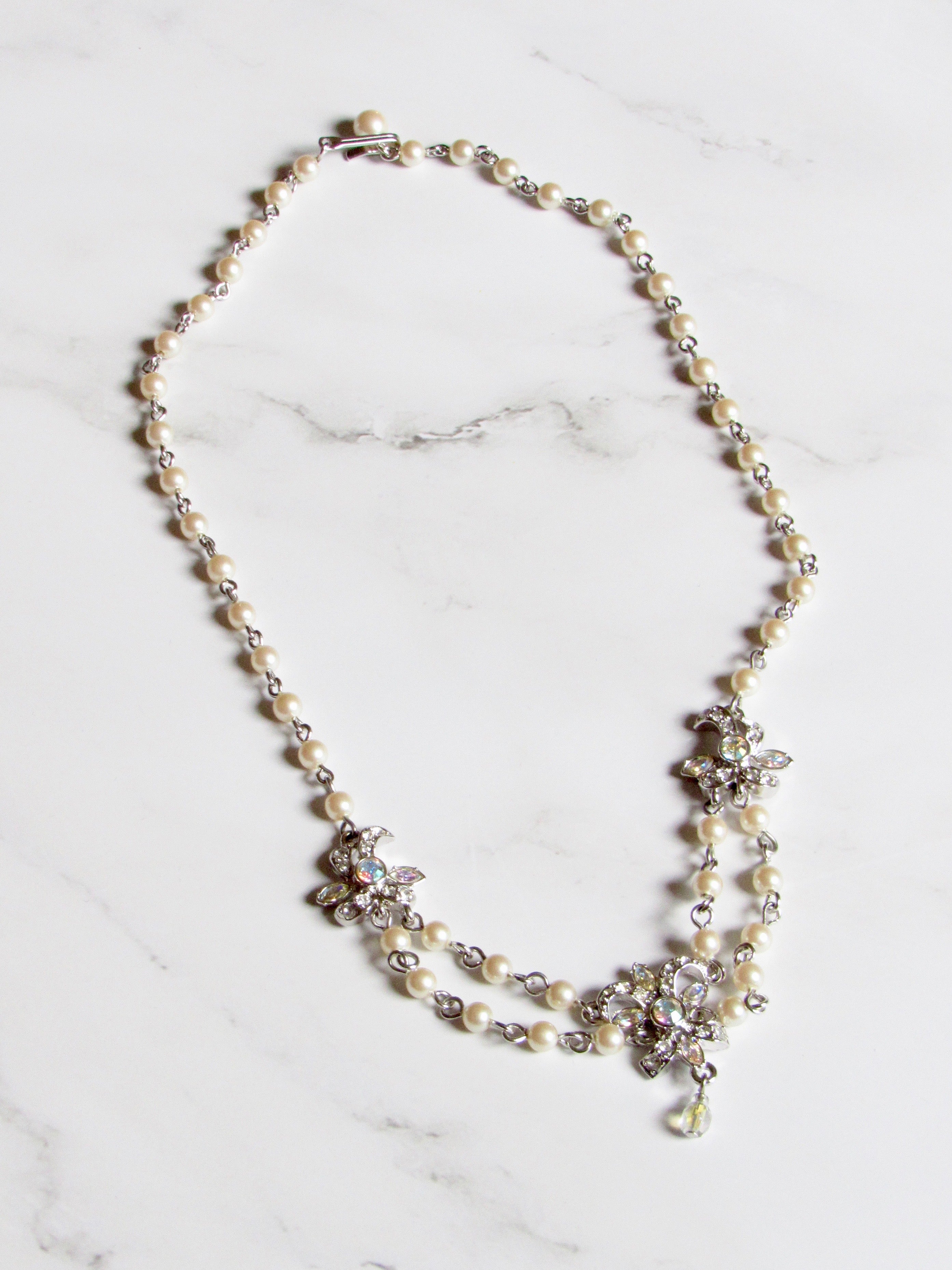Victorian Pearl Silver Double Necklace