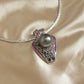 Abstract Black Pearl Silver Pendant Necklace
