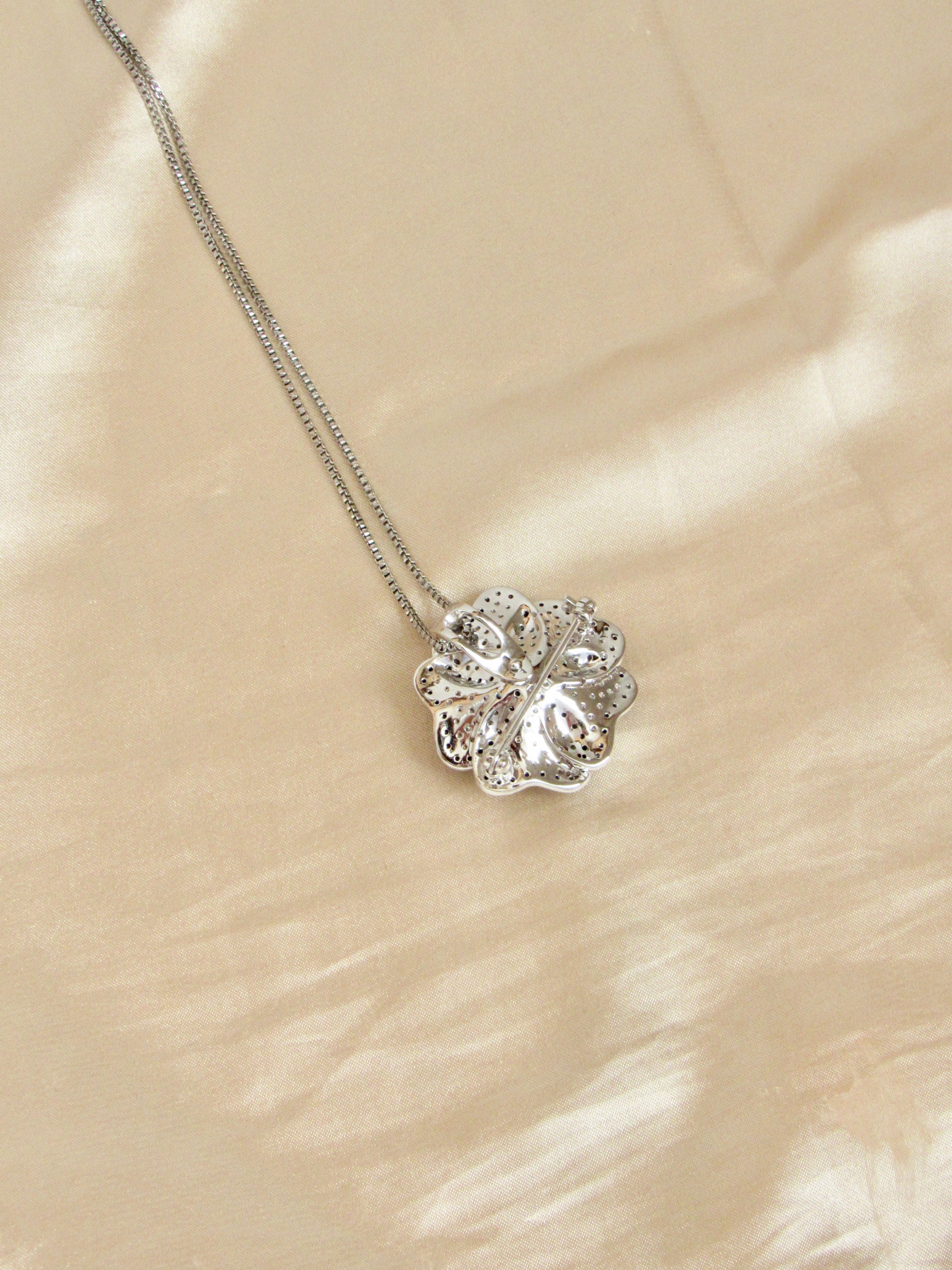 Prairie Rose Tahitian Black Pearl Silver Necklace