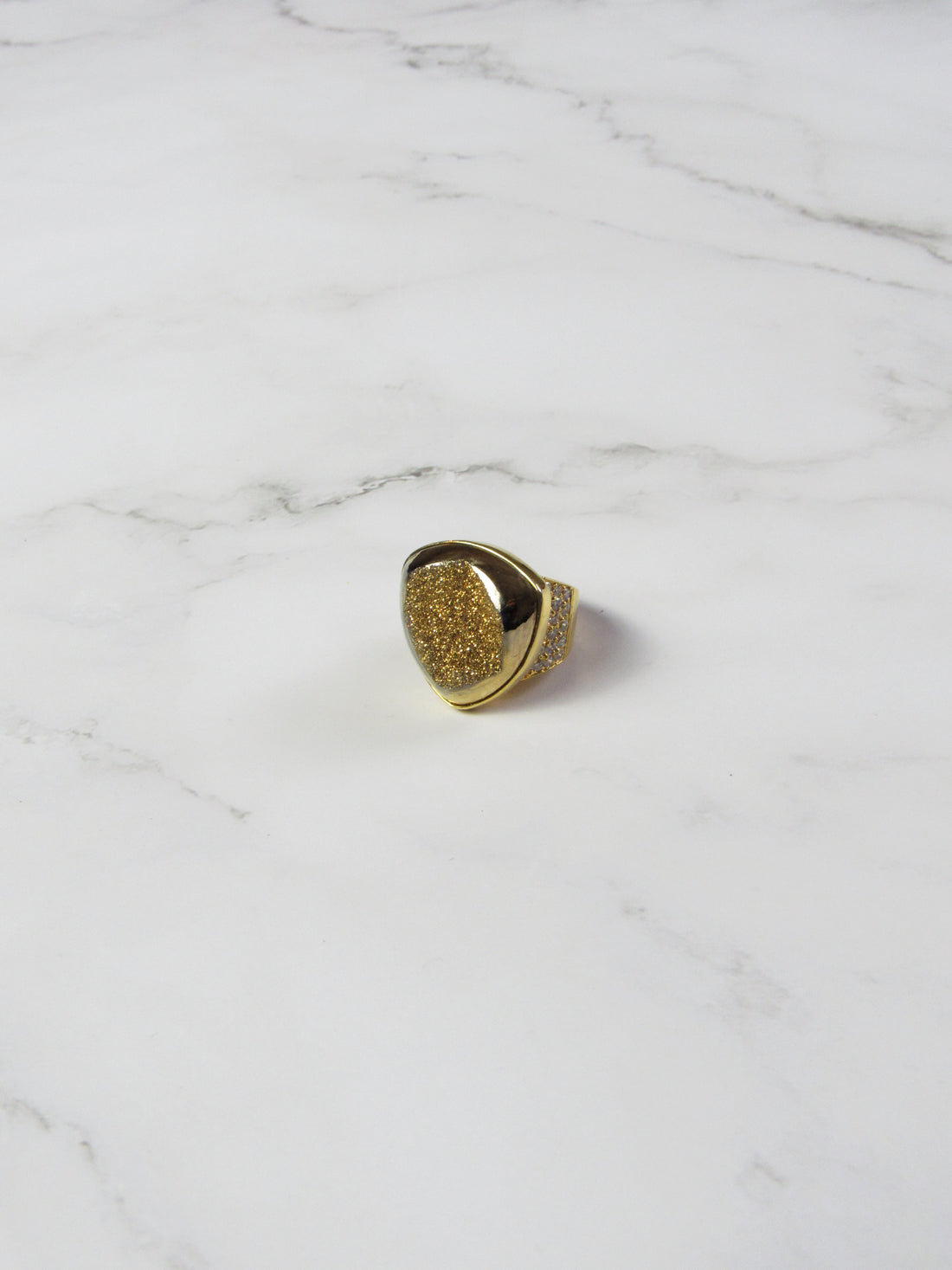 Natural Calcite Gold Statement Ring